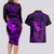 Hawaii Couples Matching Long Sleeve Bodycon Dress and Hawaiian Shirt Fish Hook Tattoo Mix Polynesian Plumeria Purple Version - Wonder Print Shop