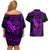 Hawaii Couples Matching Off Shoulder Short Dress and Hawaiian Shirt Fish Hook Tattoo Mix Polynesian Plumeria Purple Version - Wonder Print Shop