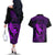 Hawaii Couples Matching Off The Shoulder Long Sleeve Dress and Hawaiian Shirt Fish Hook Tattoo Mix Polynesian Plumeria Purple Version - Wonder Print Shop