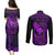 Hawaii Couples Matching Puletasi Dress and Long Sleeve Button Shirts Fish Hook Tattoo Mix Polynesian Plumeria Purple Version - Wonder Print Shop