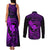 Hawaii Couples Matching Tank Maxi Dress and Long Sleeve Button Shirts Fish Hook Tattoo Mix Polynesian Plumeria Purple Version - Wonder Print Shop