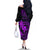 Hawaii Family Matching Off Shoulder Long Sleeve Dress and Hawaiian Shirt Fish Hook Tattoo Mix Polynesian Plumeria Purple Version - Wonder Print Shop