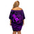 Hawaii Family Matching Off Shoulder Short Dress and Hawaiian Shirt Fish Hook Tattoo Mix Polynesian Plumeria Purple Version - Wonder Print Shop