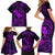 Hawaii Family Matching Short Sleeve Bodycon Dress and Hawaiian Shirt Fish Hook Tattoo Mix Polynesian Plumeria Purple Version - Wonder Print Shop
