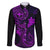Hawaii Family Matching Short Sleeve Bodycon Dress and Hawaiian Shirt Fish Hook Tattoo Mix Polynesian Plumeria Purple Version - Wonder Print Shop