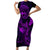 Hawaii Family Matching Short Sleeve Bodycon Dress and Hawaiian Shirt Fish Hook Tattoo Mix Polynesian Plumeria Purple Version - Wonder Print Shop