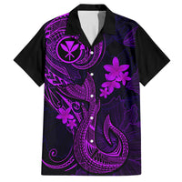 Hawaii Family Matching Summer Maxi Dress and Hawaiian Shirt Fish Hook Tattoo Mix Polynesian Plumeria Purple Version - Wonder Print Shop