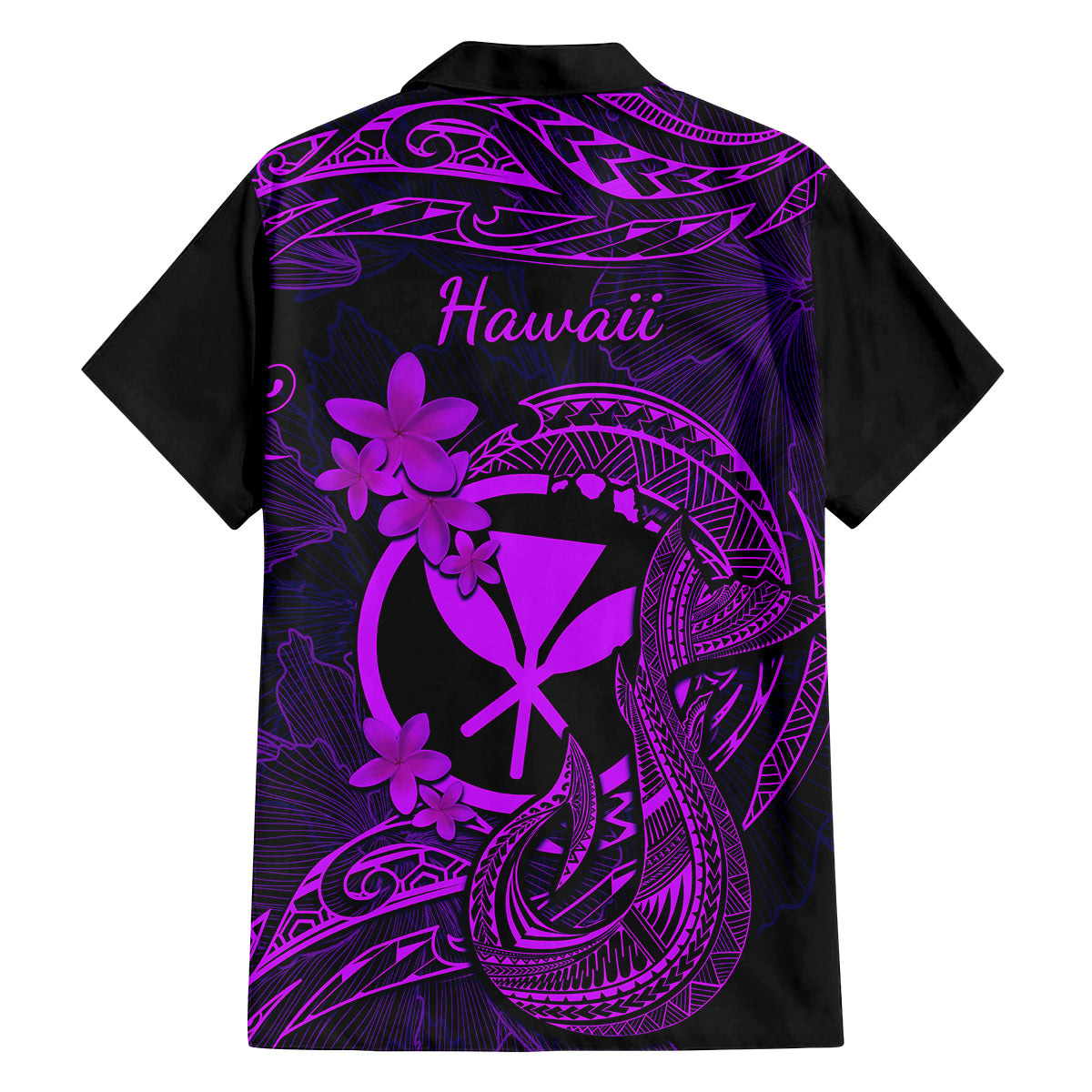 Hawaii Family Matching Summer Maxi Dress and Hawaiian Shirt Fish Hook Tattoo Mix Polynesian Plumeria Purple Version - Wonder Print Shop