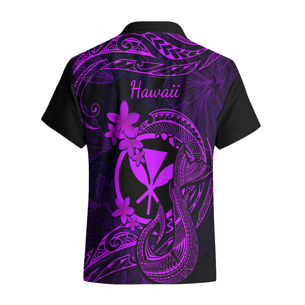 Hawaii Hawaiian Shirt Fish Hook Tattoo Mix Polynesian Plumeria Purple Version - Wonder Print Shop
