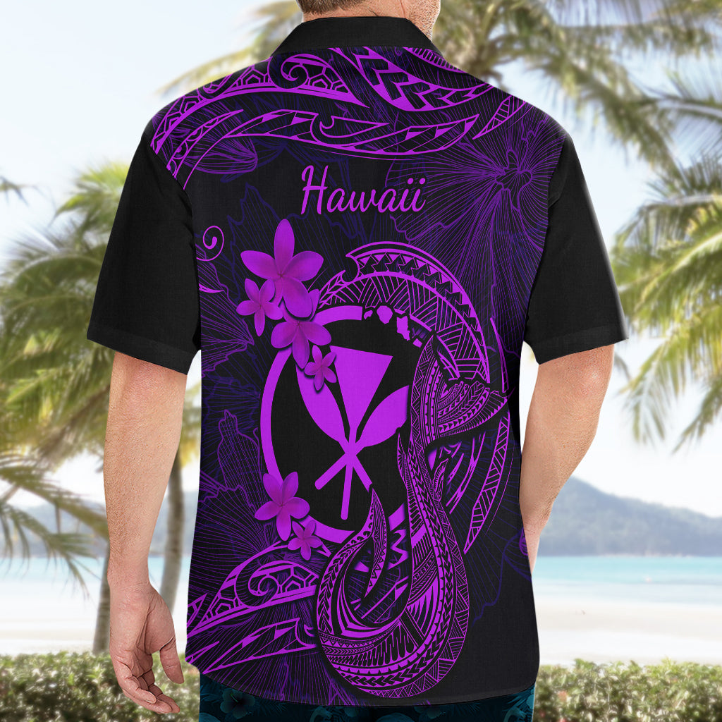 Hawaii Hawaiian Shirt Fish Hook Tattoo Mix Polynesian Plumeria Purple Version - Wonder Print Shop