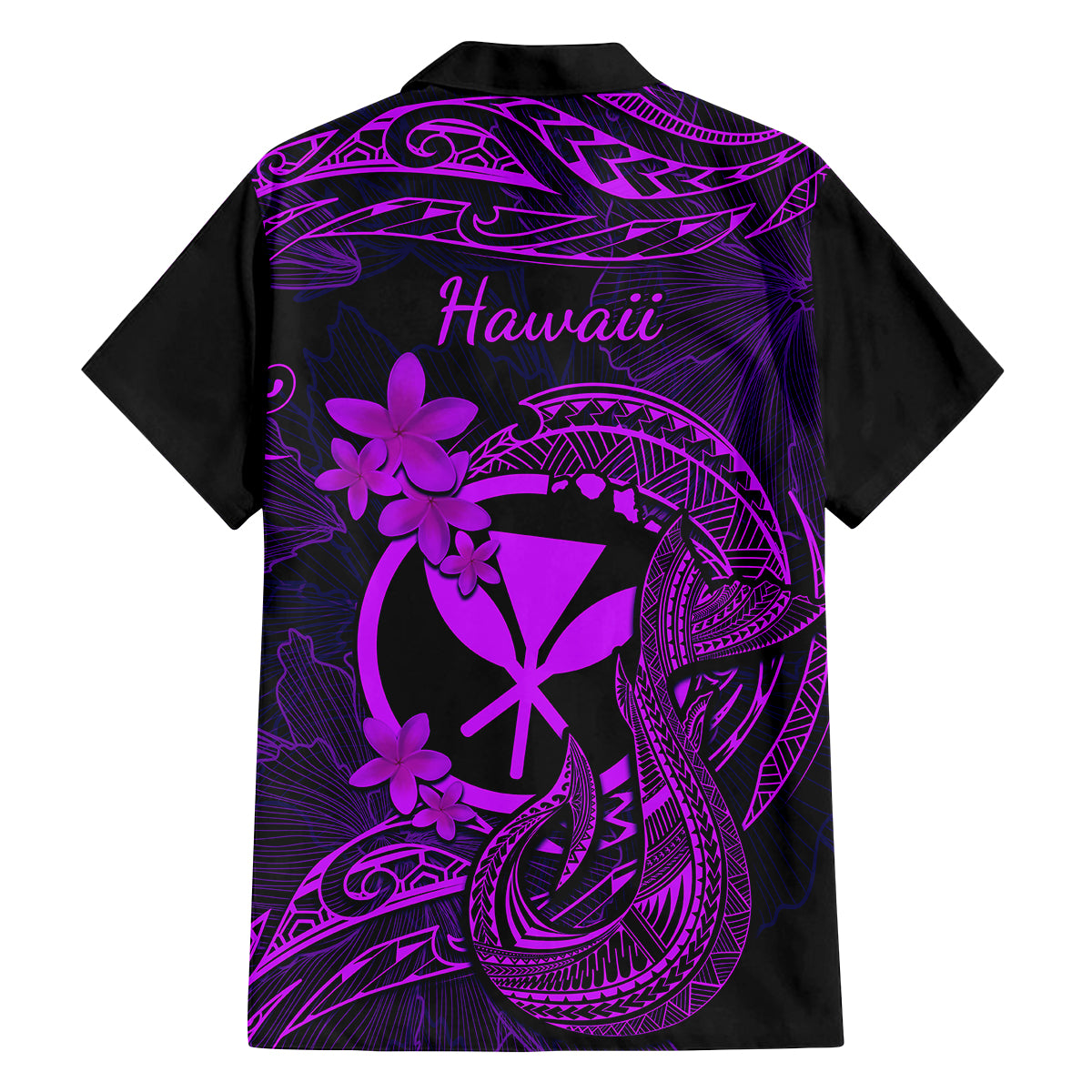 Hawaii Kid Hawaiian Shirt Fish Hook Tattoo Mix Polynesian Plumeria Purple Version - Wonder Print Shop