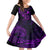 Hawaii Kid Short Sleeve Dress Fish Hook Tattoo Mix Polynesian Plumeria Purple Version - Wonder Print Shop