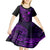 Hawaii Kid Short Sleeve Dress Fish Hook Tattoo Mix Polynesian Plumeria Purple Version - Wonder Print Shop