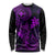 Hawaii Long Sleeve Shirt Fish Hook Tattoo Mix Polynesian Plumeria Purple Version - Wonder Print Shop