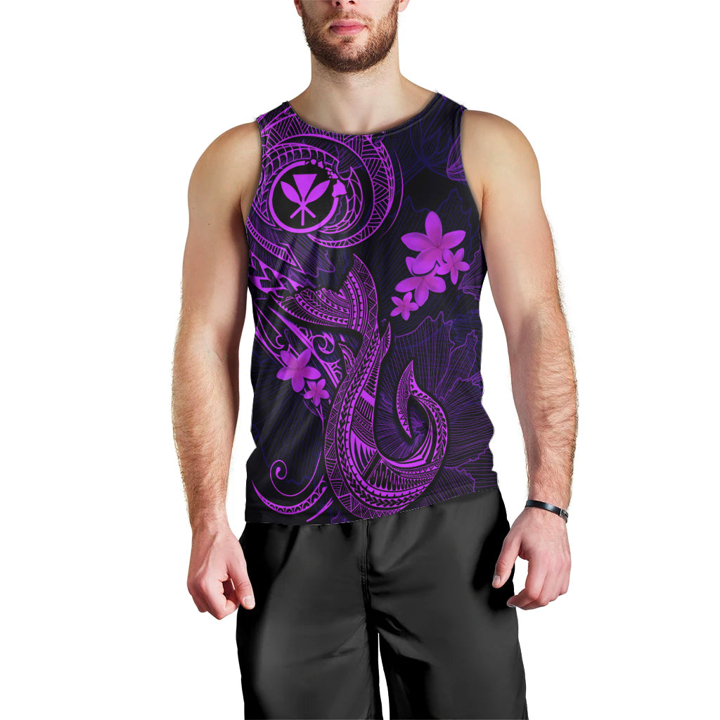 hawaii-men-tank-top-fish-hook-tattoo-mix-polynesian-plumeria-purple-version
