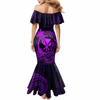 Hawaii Mermaid Dress Fish Hook Tattoo Mix Polynesian Plumeria Purple Version - Wonder Print Shop