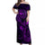 Hawaii Off Shoulder Maxi Dress Fish Hook Tattoo Mix Polynesian Plumeria Purple Version - Wonder Print Shop