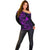 Hawaii Off Shoulder Sweater Fish Hook Tattoo Mix Polynesian Plumeria Purple Version - Wonder Print Shop