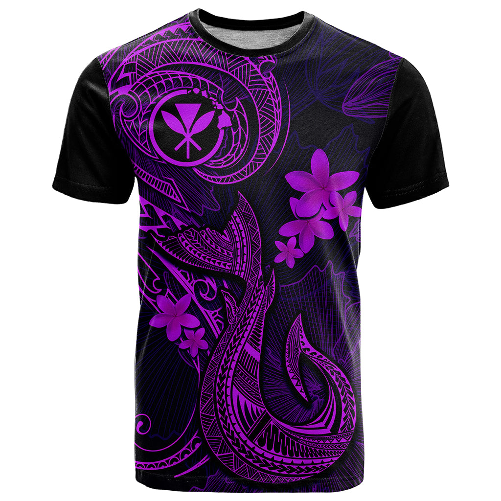 Hawaii T Shirt Fish Hook Tattoo Mix Polynesian Plumeria Purple Version - Wonder Print Shop