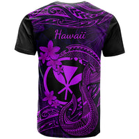 Hawaii T Shirt Fish Hook Tattoo Mix Polynesian Plumeria Purple Version - Wonder Print Shop