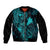 Hawaii Bomber Jacket Fish Hook Tattoo Mix Polynesian Plumeria Turquoise Version - Wonder Print Shop