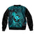 Hawaii Bomber Jacket Fish Hook Tattoo Mix Polynesian Plumeria Turquoise Version - Wonder Print Shop