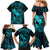 Hawaii Family Matching Mermaid Dress and Hawaiian Shirt Fish Hook Tattoo Mix Polynesian Plumeria Turquoise Version - Wonder Print Shop