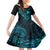 Hawaii Family Matching Puletasi Dress and Hawaiian Shirt Fish Hook Tattoo Mix Polynesian Plumeria Turquoise Version - Wonder Print Shop