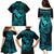 Hawaii Family Matching Puletasi Dress and Hawaiian Shirt Fish Hook Tattoo Mix Polynesian Plumeria Turquoise Version - Wonder Print Shop