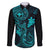 Hawaii Family Matching Puletasi Dress and Hawaiian Shirt Fish Hook Tattoo Mix Polynesian Plumeria Turquoise Version - Wonder Print Shop