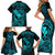 Hawaii Family Matching Short Sleeve Bodycon Dress and Hawaiian Shirt Fish Hook Tattoo Mix Polynesian Plumeria Turquoise Version - Wonder Print Shop
