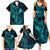 Hawaii Family Matching Summer Maxi Dress and Hawaiian Shirt Fish Hook Tattoo Mix Polynesian Plumeria Turquoise Version - Wonder Print Shop