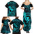 Hawaii Family Matching Summer Maxi Dress and Hawaiian Shirt Fish Hook Tattoo Mix Polynesian Plumeria Turquoise Version - Wonder Print Shop