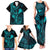 Hawaii Family Matching Tank Maxi Dress and Hawaiian Shirt Fish Hook Tattoo Mix Polynesian Plumeria Turquoise Version - Wonder Print Shop