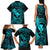 Hawaii Family Matching Tank Maxi Dress and Hawaiian Shirt Fish Hook Tattoo Mix Polynesian Plumeria Turquoise Version - Wonder Print Shop