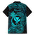 Hawaii Family Matching Tank Maxi Dress and Hawaiian Shirt Fish Hook Tattoo Mix Polynesian Plumeria Turquoise Version - Wonder Print Shop