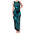 Hawaii Family Matching Tank Maxi Dress and Hawaiian Shirt Fish Hook Tattoo Mix Polynesian Plumeria Turquoise Version - Wonder Print Shop