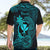 Hawaii Hawaiian Shirt Fish Hook Tattoo Mix Polynesian Plumeria Turquoise Version - Wonder Print Shop