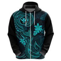 Hawaii Hoodie Fish Hook Tattoo Mix Polynesian Plumeria Turquoise Version - Wonder Print Shop