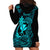 Hawaii Hoodie Dress Fish Hook Tattoo Mix Polynesian Plumeria Turquoise Version - Wonder Print Shop