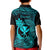 Hawaii Kid Polo Shirt Fish Hook Tattoo Mix Polynesian Plumeria Turquoise Version - Wonder Print Shop