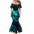 Hawaii Mermaid Dress Fish Hook Tattoo Mix Polynesian Plumeria Turquoise Version - Wonder Print Shop