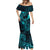 Hawaii Mermaid Dress Fish Hook Tattoo Mix Polynesian Plumeria Turquoise Version - Wonder Print Shop