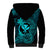 Hawaii Sherpa Hoodie Fish Hook Tattoo Mix Polynesian Plumeria Turquoise Version - Wonder Print Shop