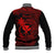 Hawaii Baseball Jacket Fish Hook Tattoo Mix Polynesian Plumeria Red Version - Wonder Print Shop
