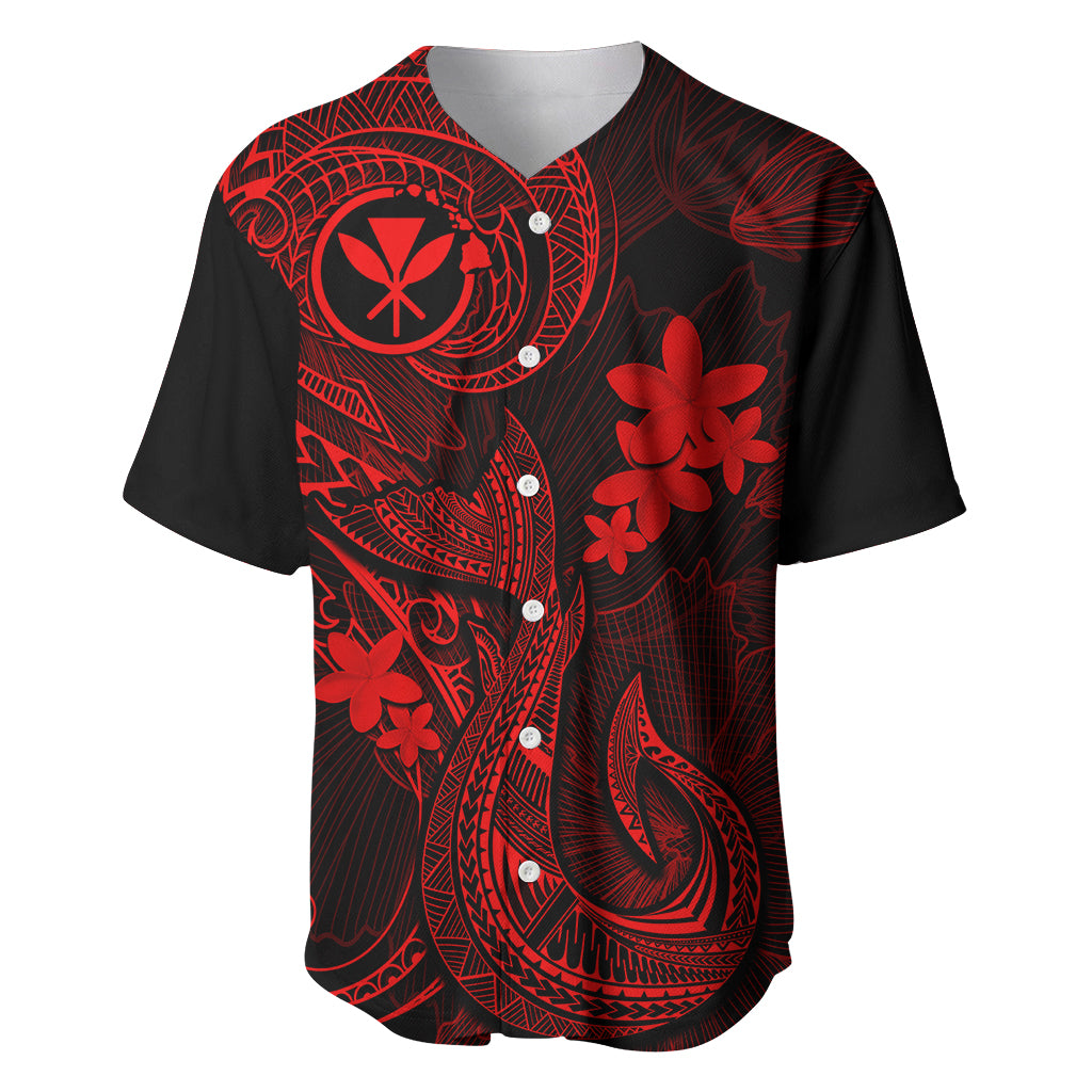 Hawaii Baseball Jersey Fish Hook Tattoo Mix Polynesian Plumeria Red Version - Wonder Print Shop