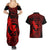 Hawaii Couples Matching Summer Maxi Dress and Hawaiian Shirt Fish Hook Tattoo Mix Polynesian Plumeria Red Version - Wonder Print Shop