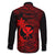 Hawaii Family Matching Long Sleeve Bodycon Dress and Hawaiian Shirt Fish Hook Tattoo Mix Polynesian Plumeria Red Version - Wonder Print Shop