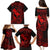 Hawaii Family Matching Puletasi Dress and Hawaiian Shirt Fish Hook Tattoo Mix Polynesian Plumeria Red Version - Wonder Print Shop