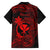 Hawaii Family Matching Puletasi Dress and Hawaiian Shirt Fish Hook Tattoo Mix Polynesian Plumeria Red Version - Wonder Print Shop